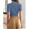 imageZESICA Womens Short Sleeve V Neck T Shirts 2025 Summer Ribbed Knit Slim Fitted Basic Solid Color Tee TopsDustyblue