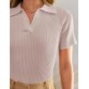imageZESICA Womens Short Sleeve V Neck T Shirts 2025 Summer Ribbed Knit Slim Fitted Basic Solid Color Tee TopsDustypink