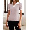 imageZESICA Womens Short Sleeve V Neck T Shirts 2025 Summer Ribbed Knit Slim Fitted Basic Solid Color Tee TopsTaro