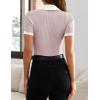 imageZESICA Womens Short Sleeve V Neck T Shirts 2025 Summer Ribbed Knit Slim Fitted Basic Solid Color Tee TopsTaro