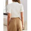 imageZESICA Womens Short Sleeve V Neck T Shirts 2025 Summer Ribbed Knit Slim Fitted Basic Solid Color Tee TopsWhite