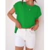 imageZESICA Womens Summer Cap Sleeve Crewneck Tops Casual Loose Striped TShirts Basic TeesBrightgreen