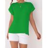 imageZESICA Womens Summer Cap Sleeve Crewneck Tops Casual Loose Striped TShirts Basic TeesBrightgreen
