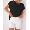 imageZESICA Womens Summer Cap Sleeve Crewneck Tops Casual Loose Striped TShirts Basic TeesDarkblack