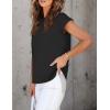 imageZESICA Womens Summer Cap Sleeve Crewneck Tops Casual Loose Striped TShirts Basic TeesDarkblack