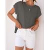 imageZESICA Womens Summer Cap Sleeve Crewneck Tops Casual Loose Striped TShirts Basic TeesDarkgrey
