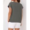 imageZESICA Womens Summer Cap Sleeve Crewneck Tops Casual Loose Striped TShirts Basic TeesDarkgrey