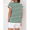 imageZESICA Womens Summer Cap Sleeve Crewneck Tops Casual Loose Striped TShirts Basic TeesGreen