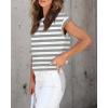 imageZESICA Womens Summer Cap Sleeve Crewneck Tops Casual Loose Striped TShirts Basic TeesGrey