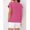imageZESICA Womens Summer Cap Sleeve Crewneck Tops Casual Loose Striped TShirts Basic TeesHotpink