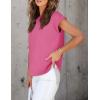 imageZESICA Womens Summer Cap Sleeve Crewneck Tops Casual Loose Striped TShirts Basic TeesHotpink