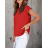 imageZESICA Womens Summer Cap Sleeve Crewneck Tops Casual Loose Striped TShirts Basic TeesRed