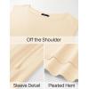 imageZESICA Womens Summer Off The Shoulder Knit Tops 2025 Casual Short Sleeve Oversized ShirtApricot