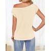 imageZESICA Womens Summer Off The Shoulder Knit Tops 2025 Casual Short Sleeve Oversized ShirtApricot