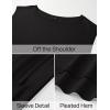 imageZESICA Womens Summer Off The Shoulder Knit Tops 2025 Casual Short Sleeve Oversized ShirtBlack