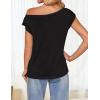 imageZESICA Womens Summer Off The Shoulder Knit Tops 2025 Casual Short Sleeve Oversized ShirtBlack
