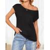 imageZESICA Womens Summer Off The Shoulder Knit Tops 2025 Casual Short Sleeve Oversized ShirtBlack