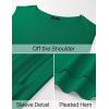 imageZESICA Womens Summer Off The Shoulder Knit Tops 2025 Casual Short Sleeve Oversized ShirtGreen