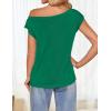 imageZESICA Womens Summer Off The Shoulder Knit Tops 2025 Casual Short Sleeve Oversized ShirtGreen