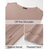imageZESICA Womens Summer Off The Shoulder Knit Tops 2025 Casual Short Sleeve Oversized ShirtNatural