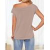 imageZESICA Womens Summer Off The Shoulder Knit Tops 2025 Casual Short Sleeve Oversized ShirtNatural