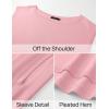 imageZESICA Womens Summer Off The Shoulder Knit Tops 2025 Casual Short Sleeve Oversized ShirtPink