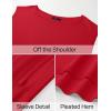 imageZESICA Womens Summer Off The Shoulder Knit Tops 2025 Casual Short Sleeve Oversized ShirtRed
