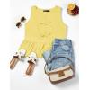 imageZESICA Womens Summer Sleeveless Tank Tops Crewneck Tie Front Loose Flowy Ruffle Peplum Babydoll BlousesYellow