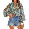 imageZESICA Womens Floral Print Blouse 2025 Long Sleeve Button Down Casual Fall Boho Oversized Tops ShirtsPink Green