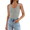 imageZESICA Womens Ribbed Tank Tops Summer Sleeveless V Neck Shirts Casual Sexy Slim Fitted Basic Knit TeesGrey