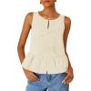 imageZESICA Womens Summer Sleeveless Tank Tops Crewneck Tie Front Loose Flowy Ruffle Peplum Babydoll BlousesApricot