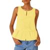 imageZESICA Womens Summer Sleeveless Tank Tops Crewneck Tie Front Loose Flowy Ruffle Peplum Babydoll BlousesYellow