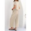imageZESICA Womens 2 Piece Outfits Linen Short Sleeve Crop Top and Wide Leg Pants Lounge Matching Set Tracksuits Trendy ClothesApricot