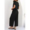imageZESICA Womens 2 Piece Outfits Linen Short Sleeve Crop Top and Wide Leg Pants Lounge Matching Set Tracksuits Trendy ClothesBlack