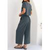 imageZESICA Womens 2 Piece Outfits Linen Short Sleeve Crop Top and Wide Leg Pants Lounge Matching Set Tracksuits Trendy ClothesDustyblue