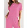 imageZESICA Womens 2 Piece Outfits Linen Short Sleeve Crop Top and Wide Leg Pants Lounge Matching Set Tracksuits Trendy ClothesHotpink