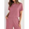 imageZESICA Womens 2 Piece Outfits Linen Short Sleeve Crop Top and Wide Leg Pants Lounge Matching Set Tracksuits Trendy ClothesPlum