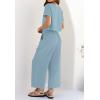 imageZESICA Womens 2 Piece Outfits Linen Short Sleeve Crop Top and Wide Leg Pants Lounge Matching Set Tracksuits Trendy ClothesSkyblue