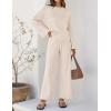 imageZESICA Womens 2 Piece Outfits Set Casual Long Sleeve Knit Pullover Top and Wide Leg Pants Sweatsuit Lounge SetsApricot