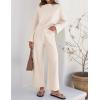 imageZESICA Womens 2 Piece Outfits Set Casual Long Sleeve Knit Pullover Top and Wide Leg Pants Sweatsuit Lounge SetsApricot