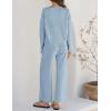 imageZESICA Womens 2 Piece Outfits Set Casual Long Sleeve Knit Pullover Top and Wide Leg Pants Sweatsuit Lounge SetsBlue