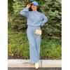 imageZESICA Womens 2 Piece Outfits Set Casual Long Sleeve Knit Pullover Top and Wide Leg Pants Sweatsuit Lounge SetsBlue