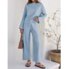 imageZESICA Womens 2 Piece Outfits Set Casual Long Sleeve Knit Pullover Top and Wide Leg Pants Sweatsuit Lounge SetsBlue