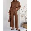 imageZESICA Womens 2 Piece Outfits Set Casual Long Sleeve Knit Pullover Top and Wide Leg Pants Sweatsuit Lounge SetsCaramel