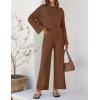 imageZESICA Womens 2 Piece Outfits Set Casual Long Sleeve Knit Pullover Top and Wide Leg Pants Sweatsuit Lounge SetsCaramel