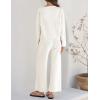 imageZESICA Womens 2 Piece Outfits Set Casual Long Sleeve Knit Pullover Top and Wide Leg Pants Sweatsuit Lounge SetsCream
