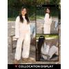 imageZESICA Womens 2 Piece Outfits Set Casual Long Sleeve Knit Pullover Top and Wide Leg Pants Sweatsuit Lounge SetsCream