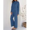 imageZESICA Womens 2 Piece Outfits Set Casual Long Sleeve Knit Pullover Top and Wide Leg Pants Sweatsuit Lounge SetsDarkblue