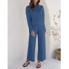 imageZESICA Womens 2 Piece Outfits Set Casual Long Sleeve Knit Pullover Top and Wide Leg Pants Sweatsuit Lounge SetsDarkblue