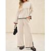 imageZESICA Womens 2 Piece Outfits Set Casual Long Sleeve Knit Pullover Top and Wide Leg Pants Sweatsuit Lounge SetsNatural